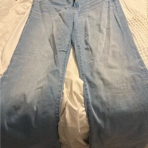 American Eagle Outfitters Light Blue Super High Rise Flare Jeans Size 16 Tall